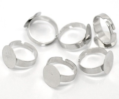 指輪リングベース台 20個パックアクセサリーパーツ(シルバーカラー)ジュエリーパーツ セッティング金具 日本サイズ約16号(調節式)拍卖