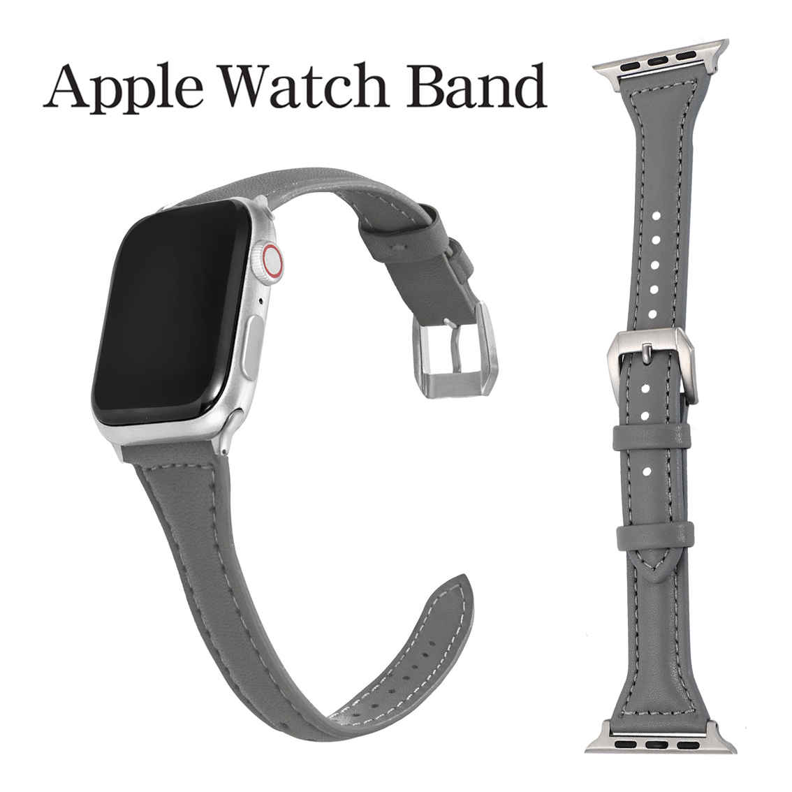 AppleWatch 本革レザーバンド ベルト アップルウォッチバンド ベルト :グレー 38/40/41mm拍卖