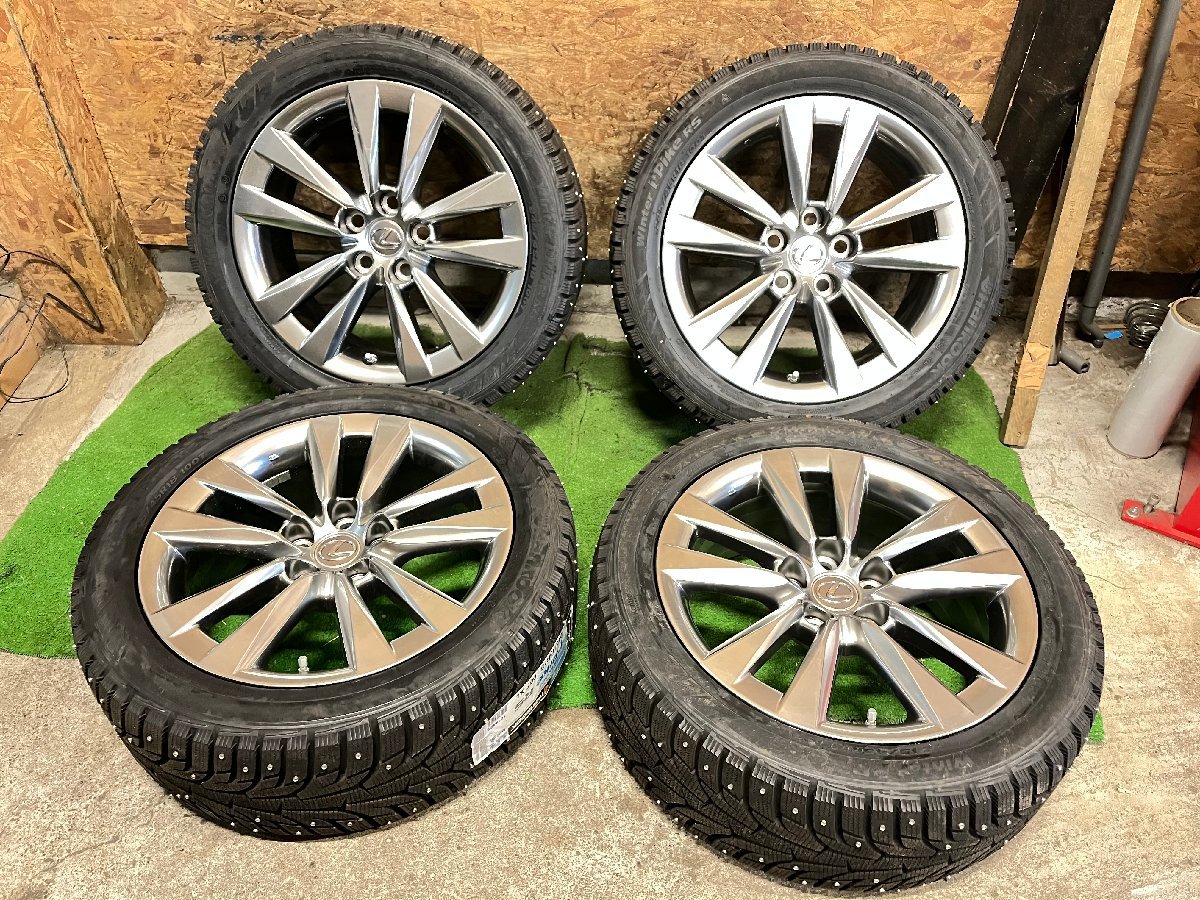 レクサス LEXUS LS 純正 18インチ 7.5J +32 新品 未使用 245/45R18 HANKOOK スタッドレス フルピン スパイク タイヤホイール 4本セット H拍卖