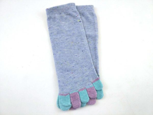 パステルブルー 5本指 コットン ソックス レディース 22-24cm拍卖