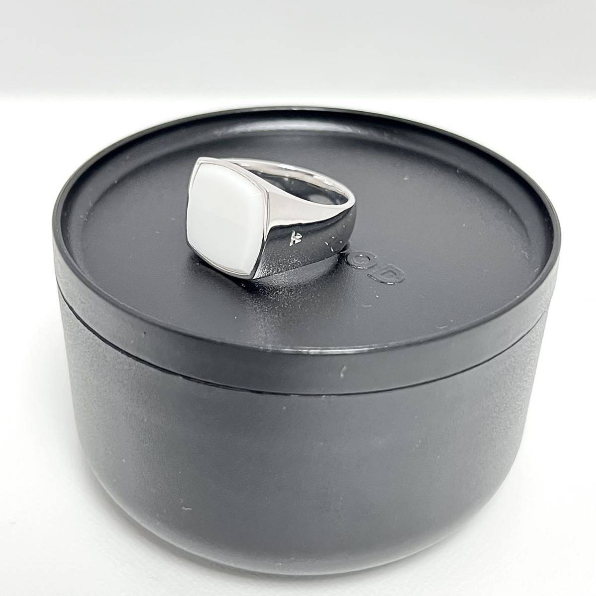 60 新品 トムウッド Cushion White Agate クッション リング 白 ホワイト TOM WOOD アゲート シルバー 指輪 スクエア 天然石 メンズ 男性拍卖