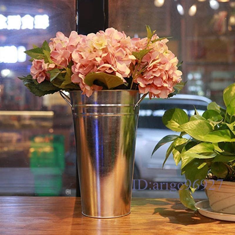 Y001☆新品花 装飾 インテリア 庭 玄関 草 土 肥料 ブリキ バケツ フラワー 植木 鉢 花瓶 バスケット シンプル ガーデン拍卖