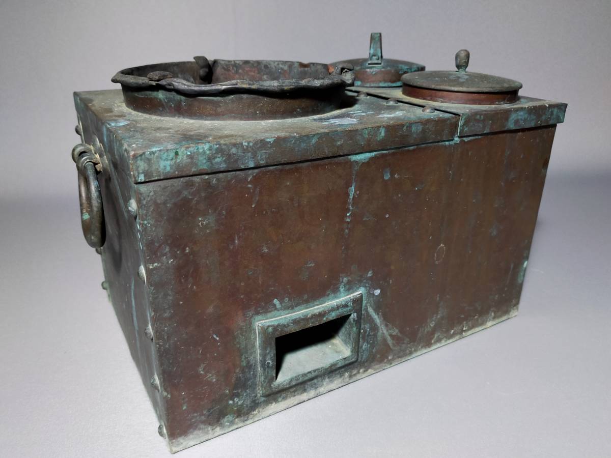 FE21 銅製 酒器 酒燗器 銅壷 大振 幅21.0×33.2㎝ 重3.8Kg 時代物 茶道具 涼炉 古民具 野点 拍卖