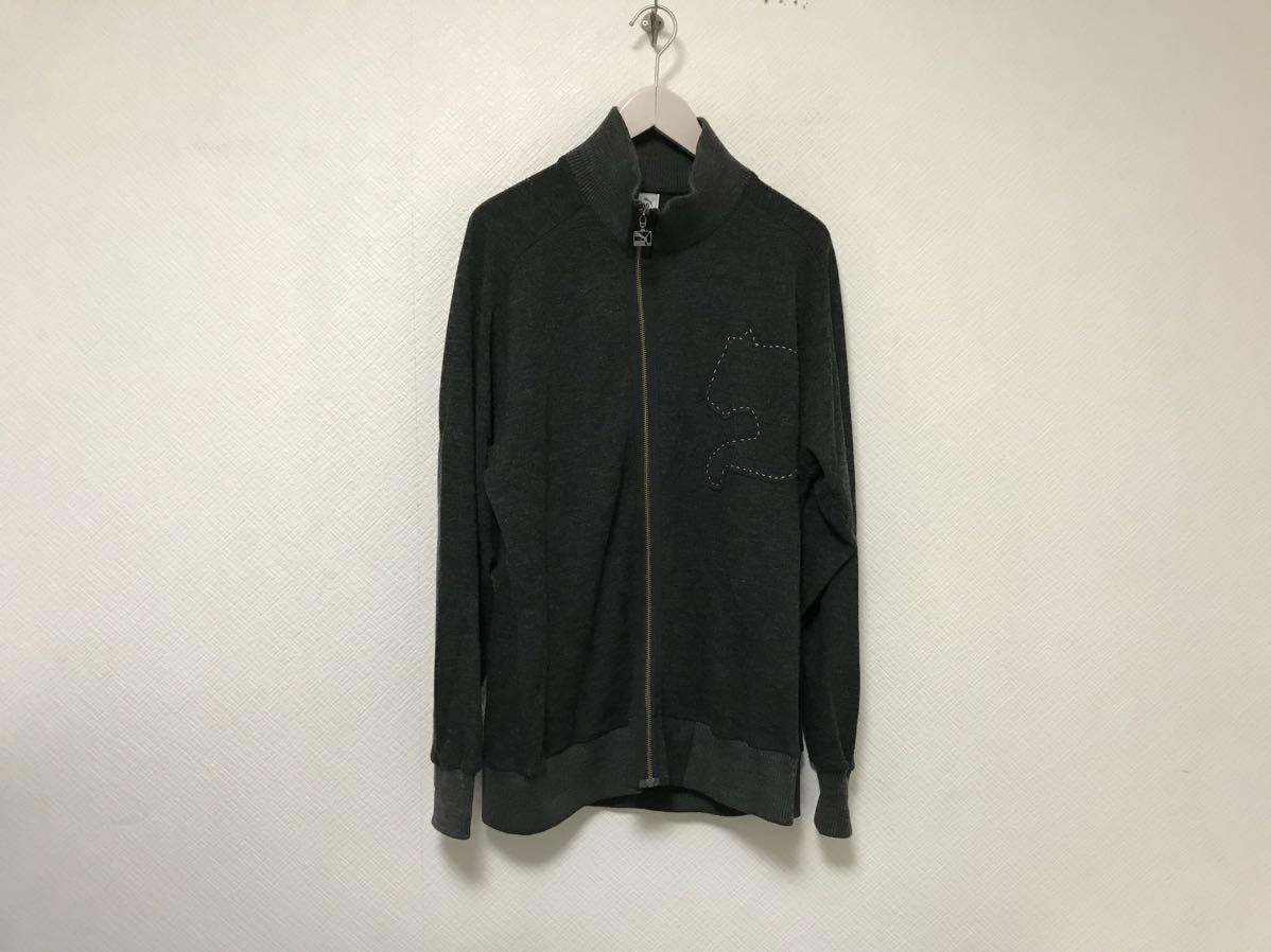 本物プーマPUMAアクリルウールジップニット長袖セーターメンズサーフアメカジビジネススーツXLグレーOスポーツ拍卖