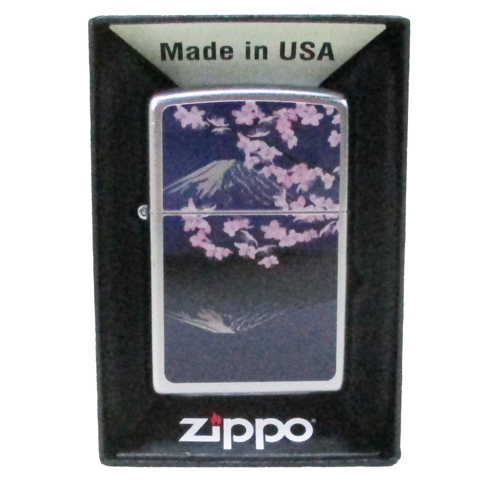 ジッポー オイルライター USA Zippo 和柄シリーズ 富士 桜 SP-KF&ギフトボックスセット(オイル+フリント+BOX)拍卖