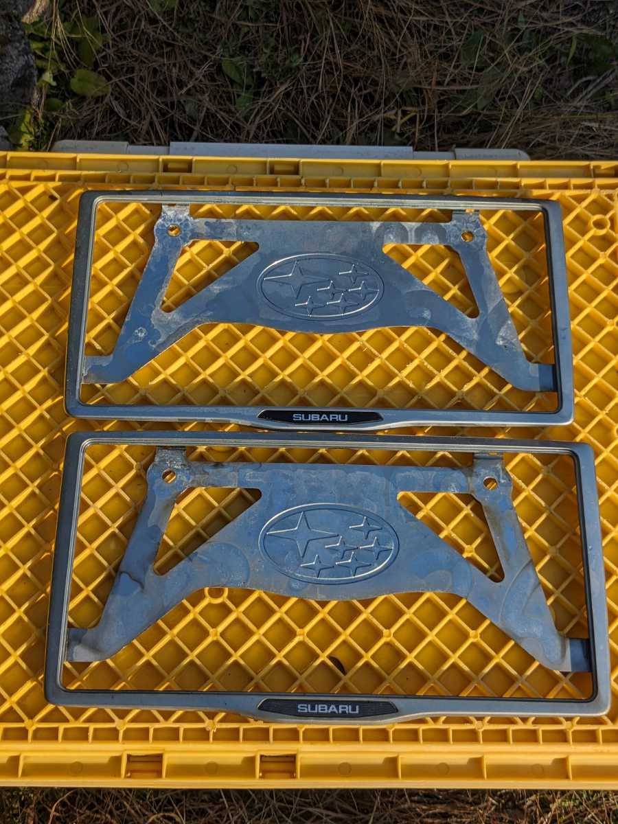 スバル純正メッキナンバーフレーム2枚高速有鉛WRCWRXインプレッサレガシーレボーグフォレスターハチマルヒーローアウトバックBRZスバリスト拍卖