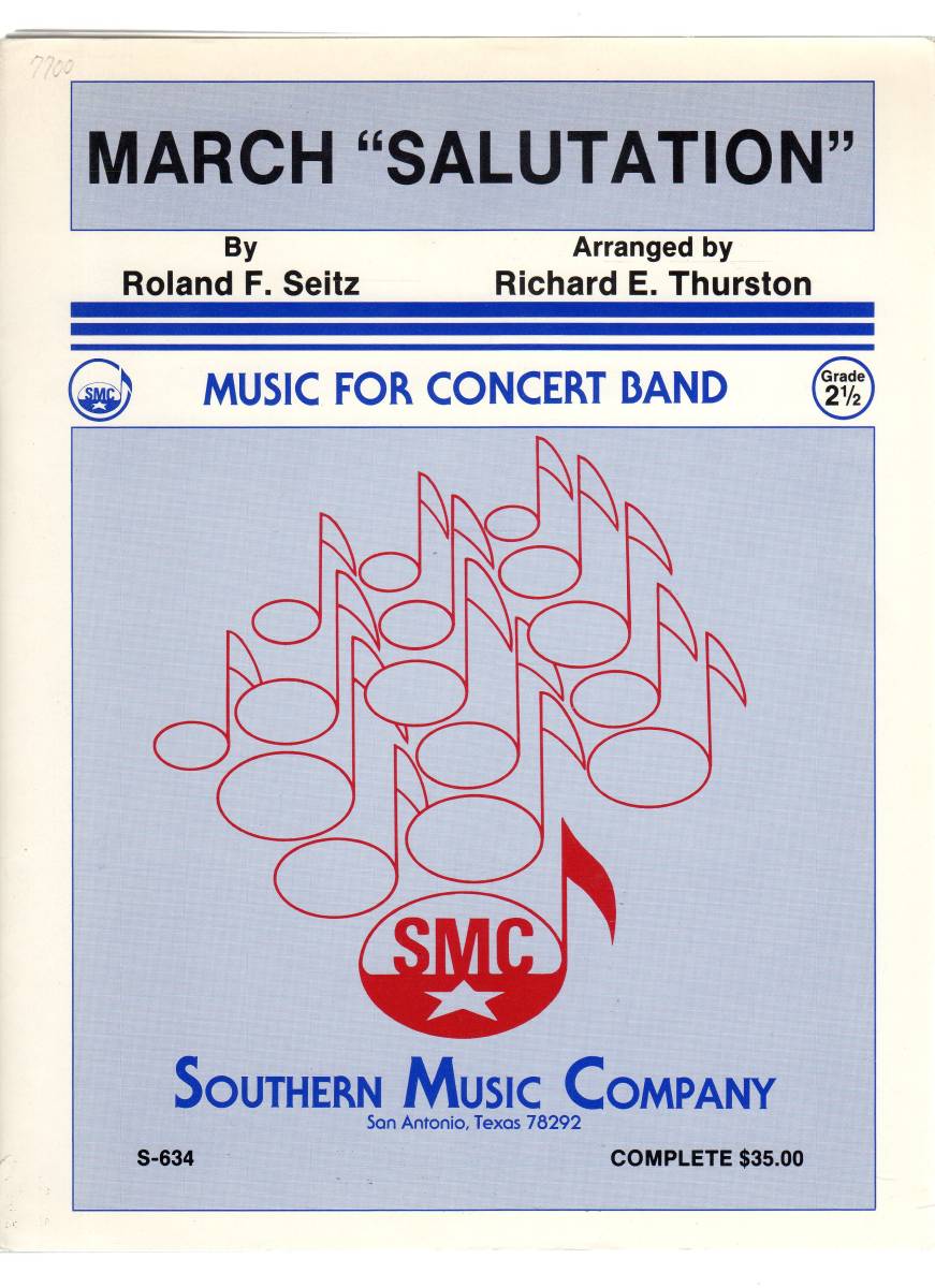 吹奏楽楽譜/ローランド・F・サイツ:マーチ・サリュテイション/試聴可/リチャード・E・サーストン編拍卖