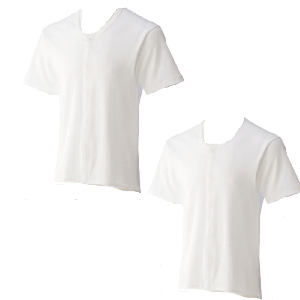 新品●メンズ 前開きワンタッチ プラスチックホック 介護肌着 介護下着シャツ LL 2枚入り 半袖LL 2枚拍卖