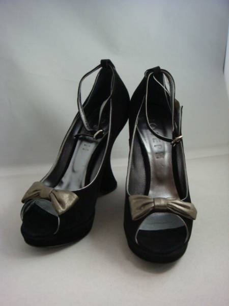 半額★ジョセフ・リボン付変形ヒールパンプス★パーティーにも!拍卖