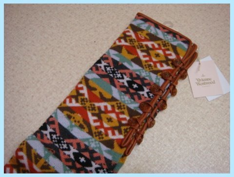 ★ヴィヴィアンウエストウッド・指なしロング手袋①★総柄♪拍卖