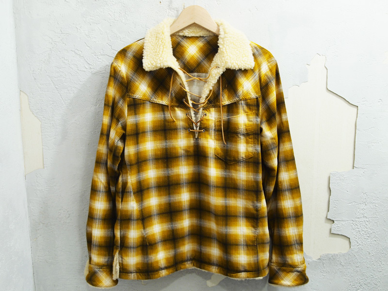 希少 2009AW n(n) BY NUMBER NINE ボアネル シャツ プルオーバーシャツ チェック イエロー 3 エヌエヌ ナンバーナイン Archives拍卖