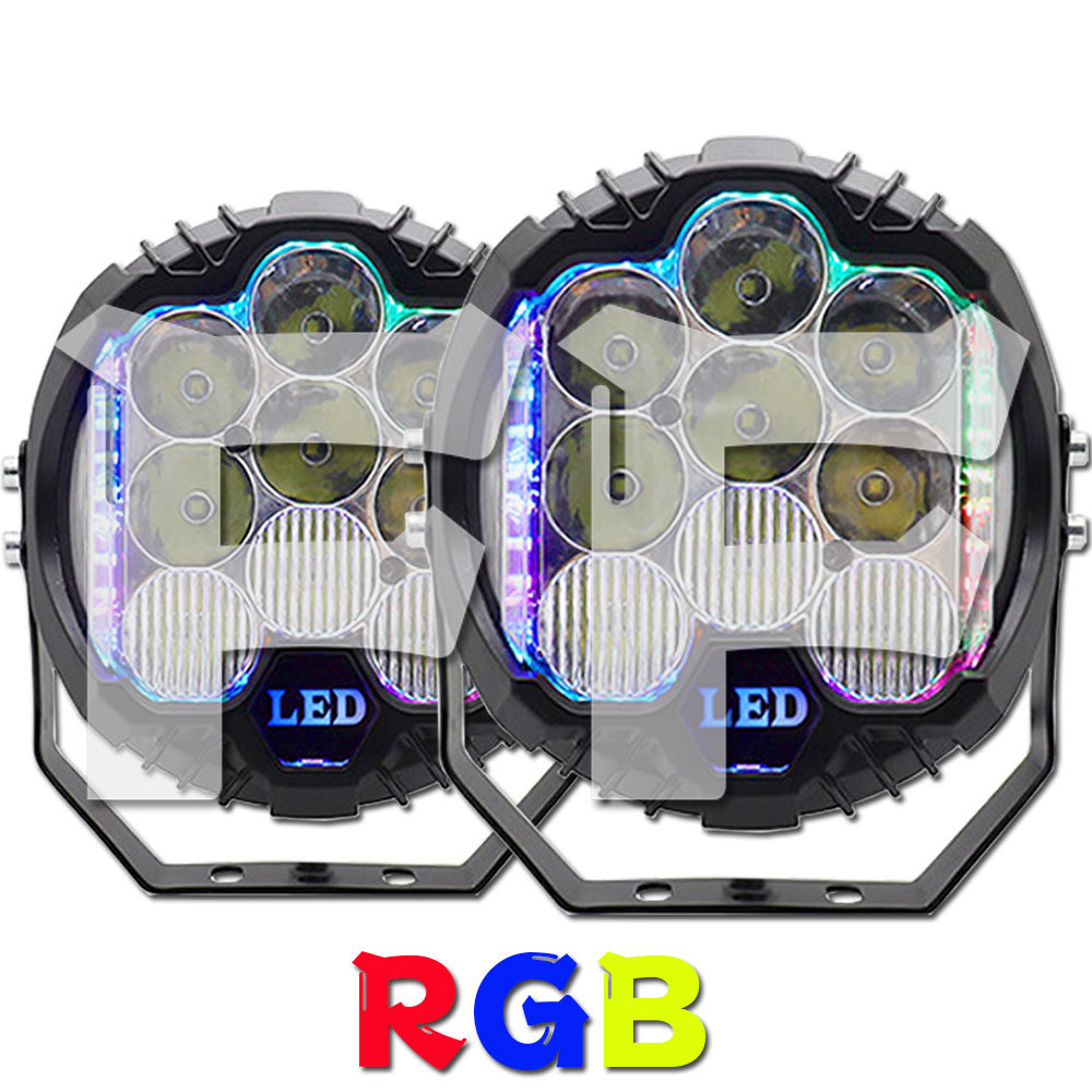 5インチ RGB 50W LED ワークライト 作業灯 投光器 トラック ジープ JK JKU ジムニー SUV ホワイト 6500K 12V-24V 多彩 2個拍卖