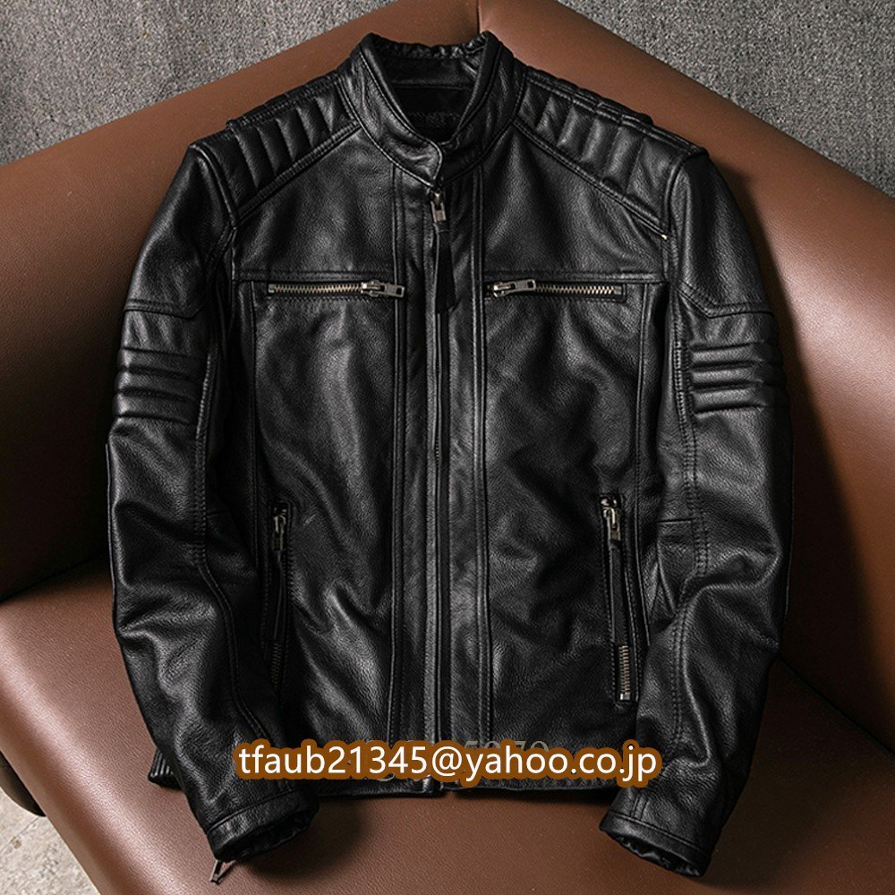 レザージャケット 革ジャン 本革 カウハイド シングルライダース アメカジ 牛革 バイクレザー メンズファッション植鞣しS~5XL拍卖
