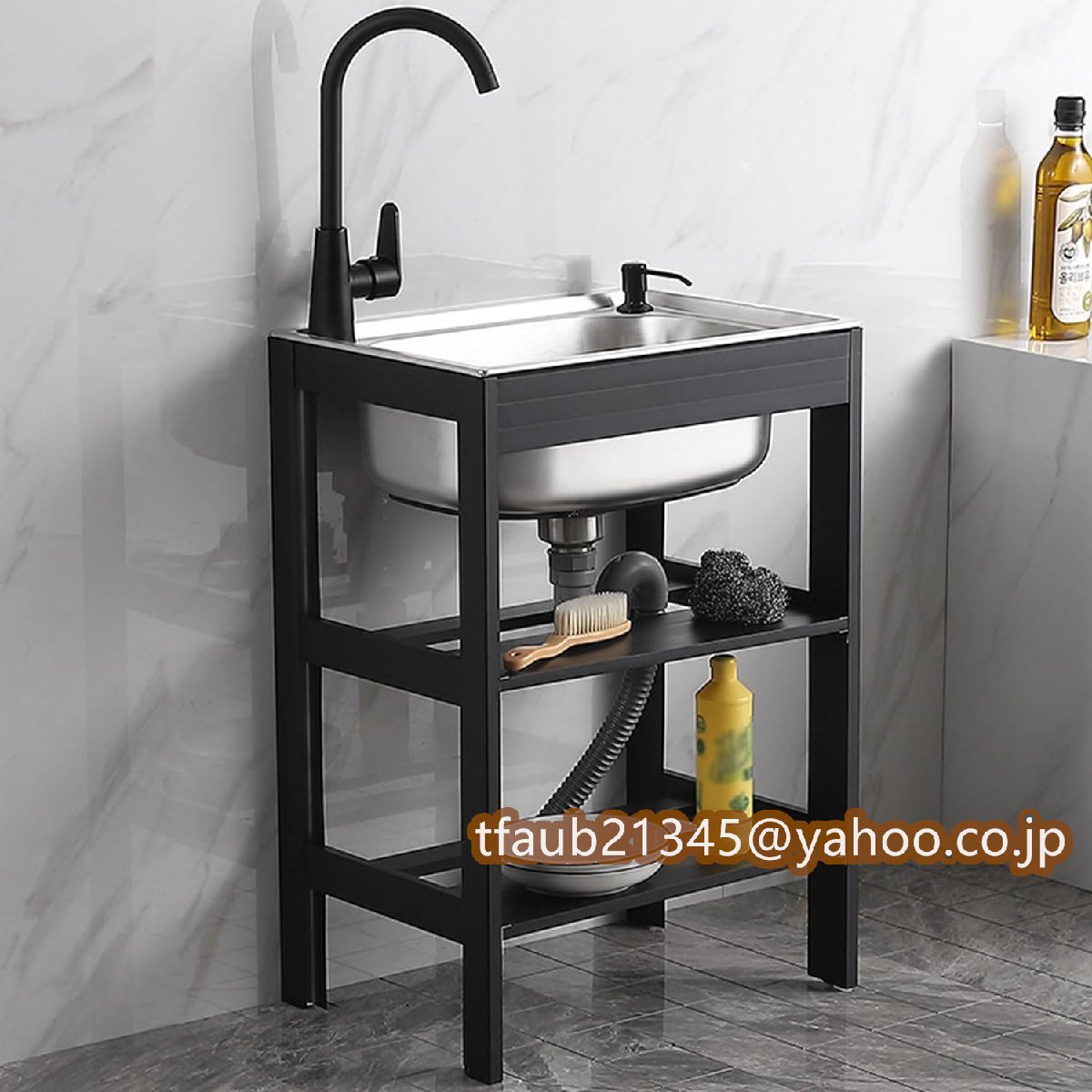 流し台 キッチンシンク ガーデンシンク 洗面ボウル 高さ75CM 業務用流し台 屋外 流し台 多機能の流し台 大容量自立型シンク 48X35X75CM拍卖