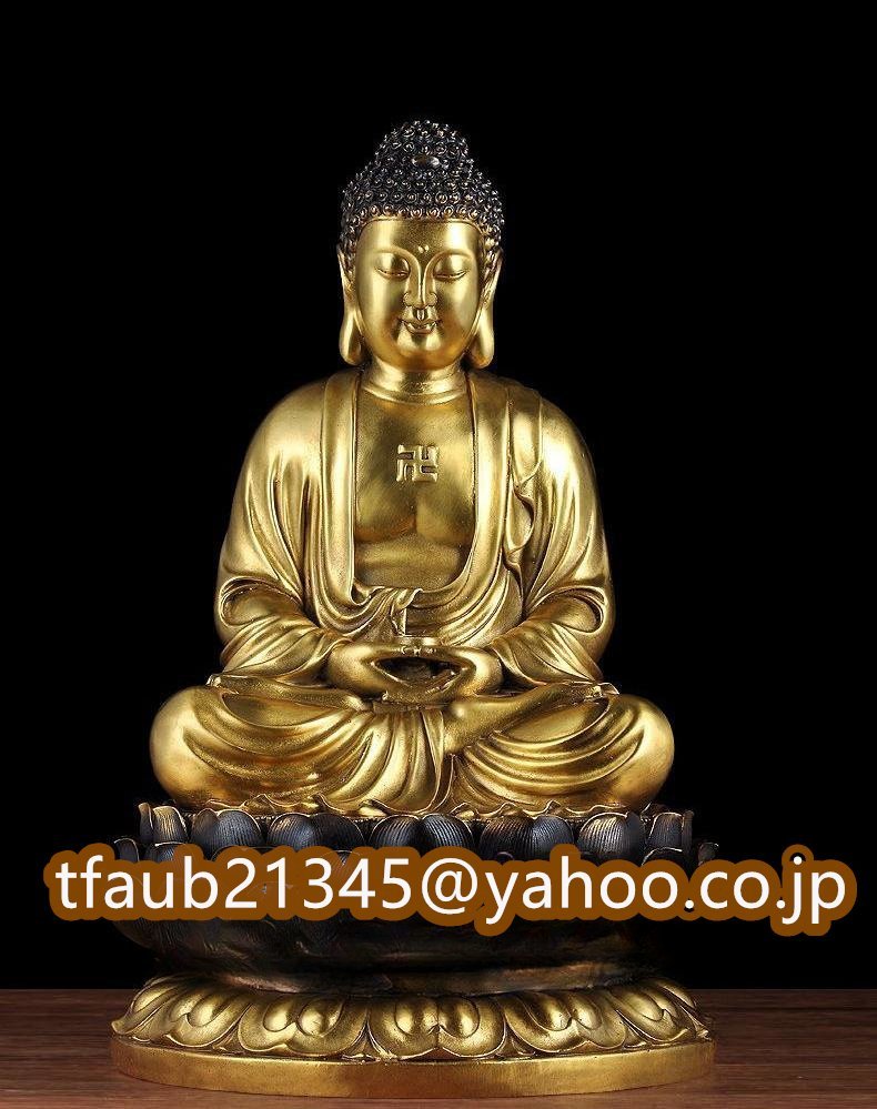 「仏教法具 寺院用仏具」極上品 釈迦如来仏像 仏教芸術品 真鍮製 高さ46cm/重さ約10kg拍卖