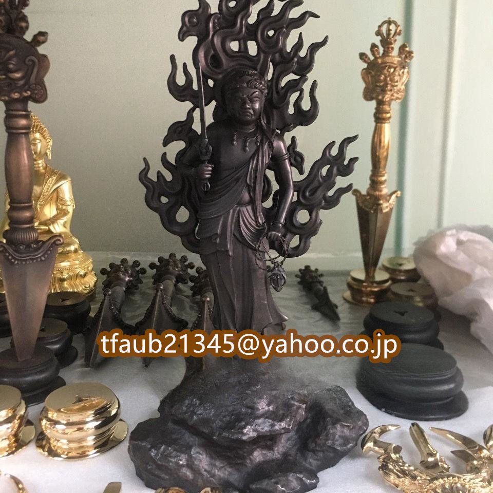 「密教法具 寺院用仏具」極上品 不動明王立像 仏像 仏教芸術品 銅製 台座付き 高さ30cm拍卖