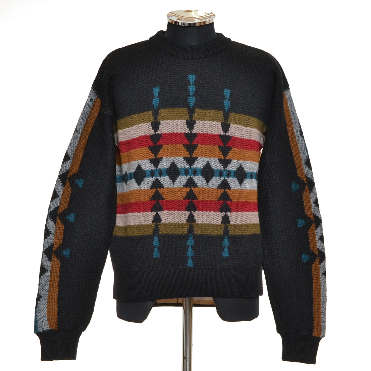 ●491374 PENDLETON ペンドルトン ●ニットセーター 70s USA製 ヴィンテージ サイズS メンズ ブラック(ネイビー?)拍卖