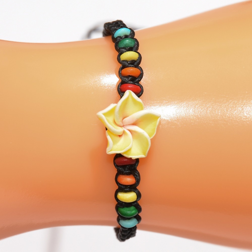 ★送料無料★プルメリアミサンガ★ブレスレット・アンクレット★新品★W76イエロー拍卖