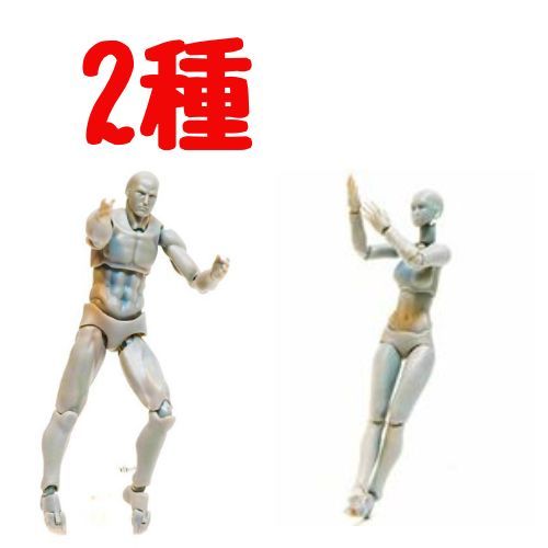 【2種】デッサン人形 男性 男 女 灰色 デッサンモデル 人体模型 ボディちゃん ボディくん 素体 可動式 フィギュア 絵画モデル拍卖