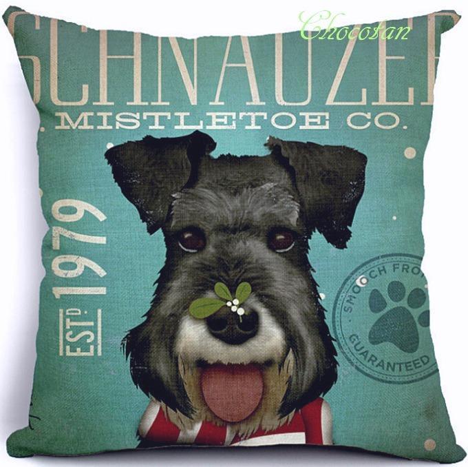 【送料無料】シュナウザー ヤドリギ クッションカバー【新品】拍卖