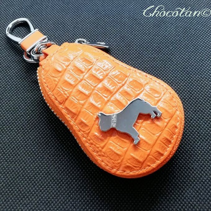 【送料無料】フレンチブルドッグ シルエット キーケース オレンジ【新品】拍卖