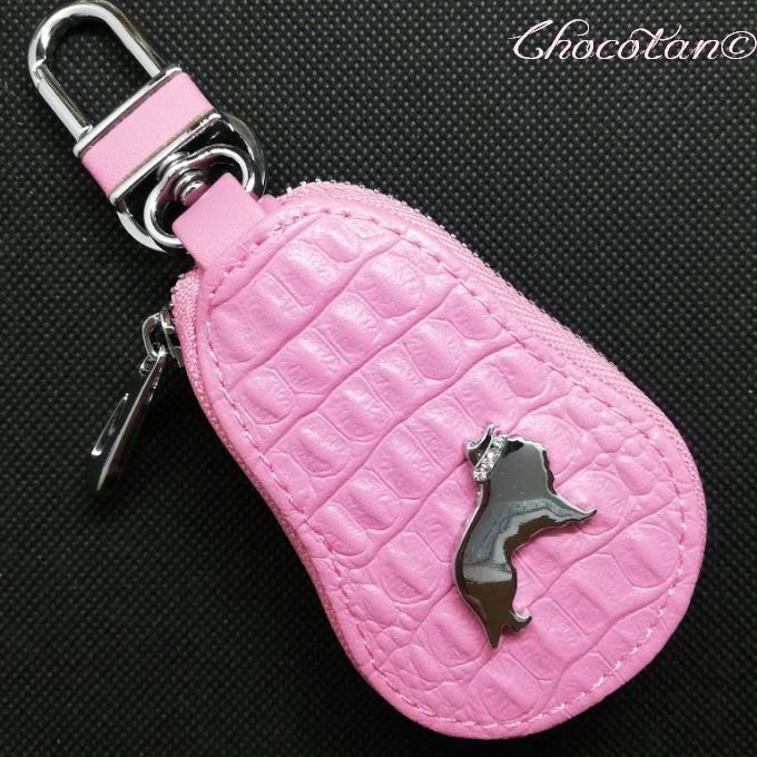 【送料無料】シェルティ シルエット キーケース ピンク【新品】拍卖