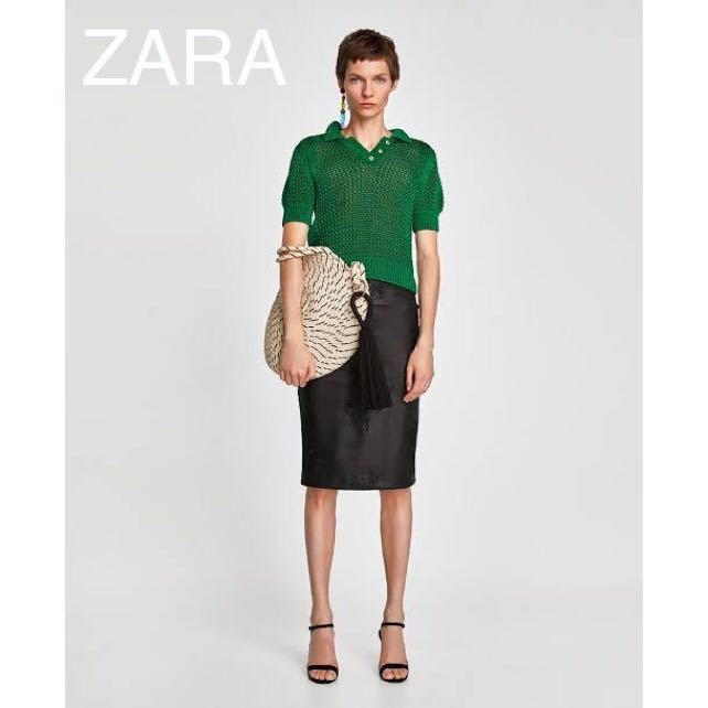 sale!新品タグ付☆ZARAザラ☆刺繍入りフェイクレザースカート拍卖