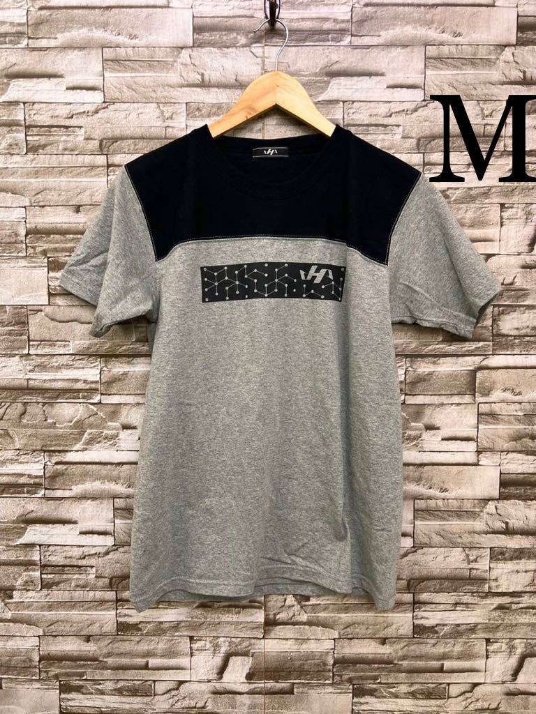 M HA グレー ブラック コットン メンズ 半袖Tシャツ 半袖 Tシャツ カットソー トップス拍卖