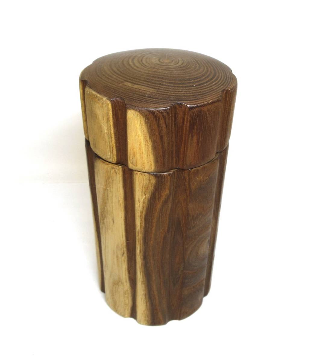 初出し品 木製 茶入 茶壷 茶壺 茶筒 茶道具 茶器 茶事 茶席 №1124 箱なし ★広島発送★(岡山発送品同梱不可)拍卖