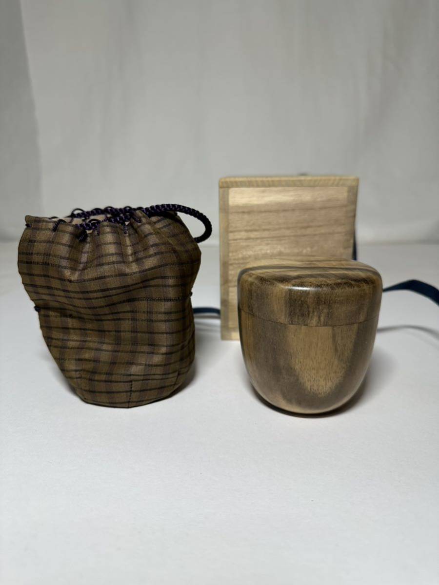 初出し品 黒柿 棗 茶道具 生地 仕覆 桐箱 ★広島発送★(岡山発送品同梱不可)拍卖