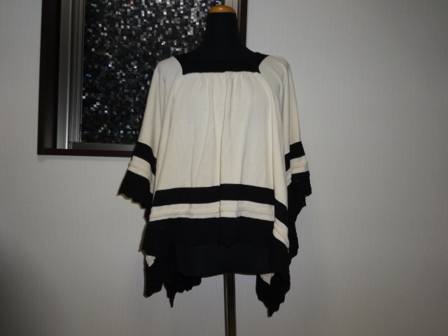 ■■美品 anySiS エニィスィス オンワード樫山 ゆったり ポンチョ トップス プルオーバー セーター Mサイズ 38号 2号 クリーム 黒 レース拍卖