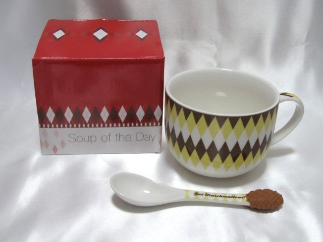 ★スープカップ マグカップ スプーン付 ダイア柄 ★拍卖