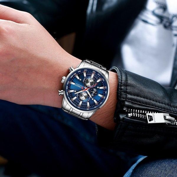 BE012:メンズクォーツ時計 高級ブランド 耐水性 スポーツ クロノグラフ 男性拍卖