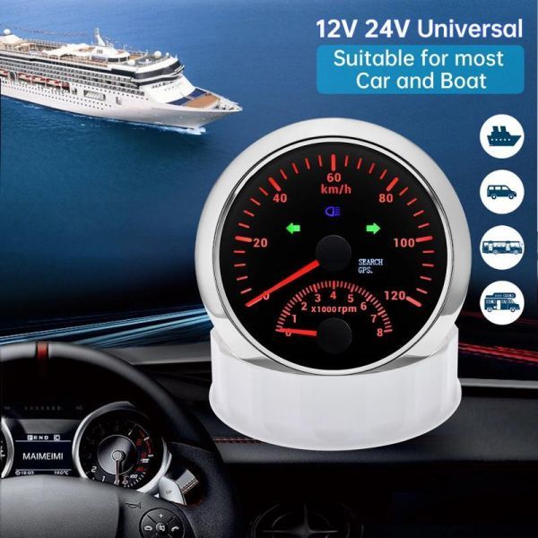 FA007:Hd 85ミリメートルgpsスピードメーターゲージ0-200キロ/hタコメータ0-8000 rpm防水オートバイ速度レポートインジケータユニバーサル拍卖