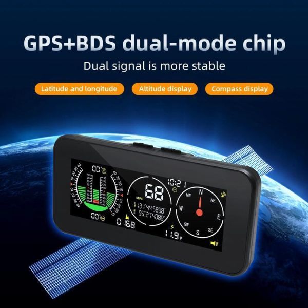 FA009:デジタルディスプレイ スピードメーター 傾斜計 GPS スピードメーター アラーム オフロードコンピューター,hud拍卖