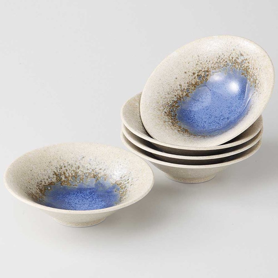 プレート! ☆青水彩輪二重・平鉢揃☆ V4085-2 新品 中鉢 プレート 皿 盛皿 向う付 盛鉢 ギフト拍卖