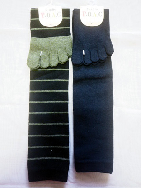 新品未使用18NoB STUDIO P.O.A.C レディース あったか5本指ハイソックス 2足組セット 23-25cm・231118拍卖