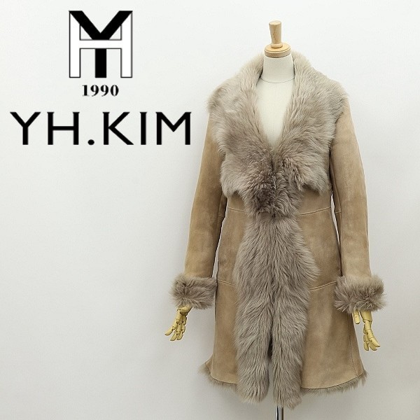 ◆YHKIM ワイエイチキム ラムスキン 毛皮 リアルムートン コート ベージュ 1拍卖