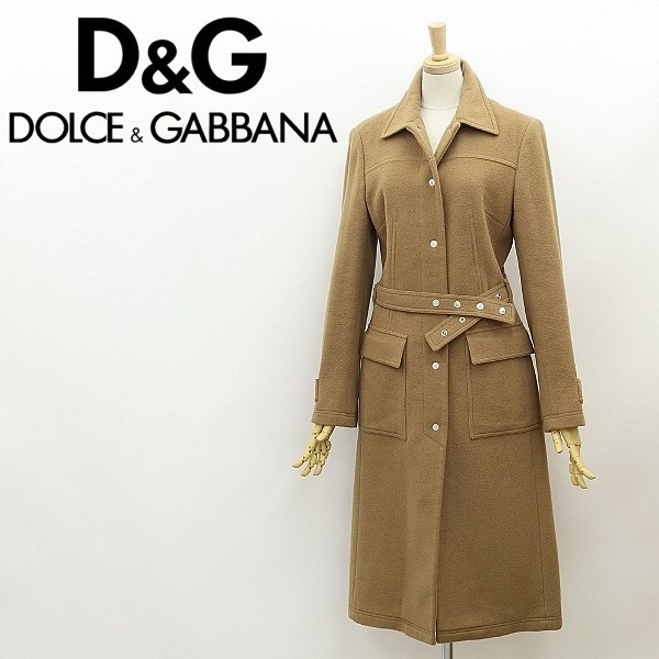 ◆D&G ドルチェ&ガッバーナ ウール ベルテッド コート キャメル 26/40拍卖