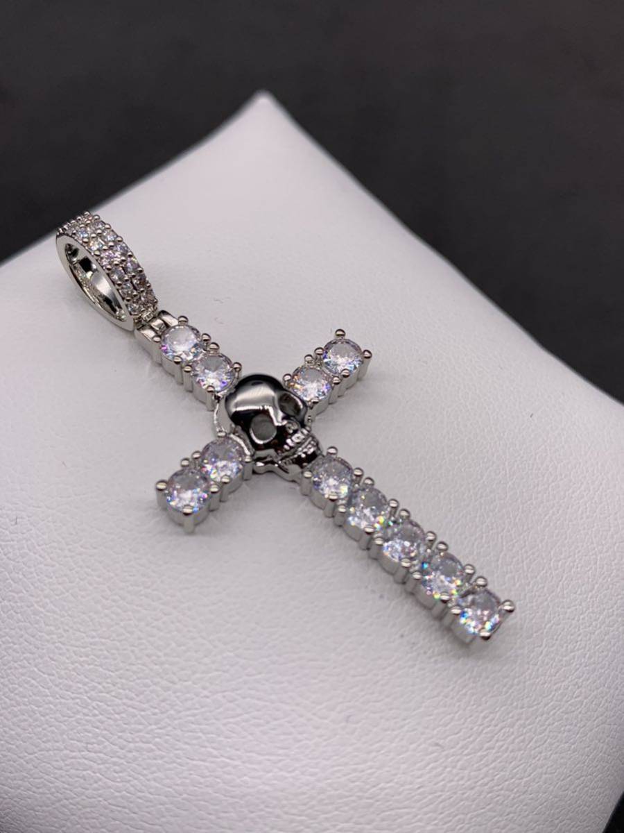 髑髏 スカル ジルコニア シルバー 十字架 ブリンブリン ネックレス ロザリオ拍卖