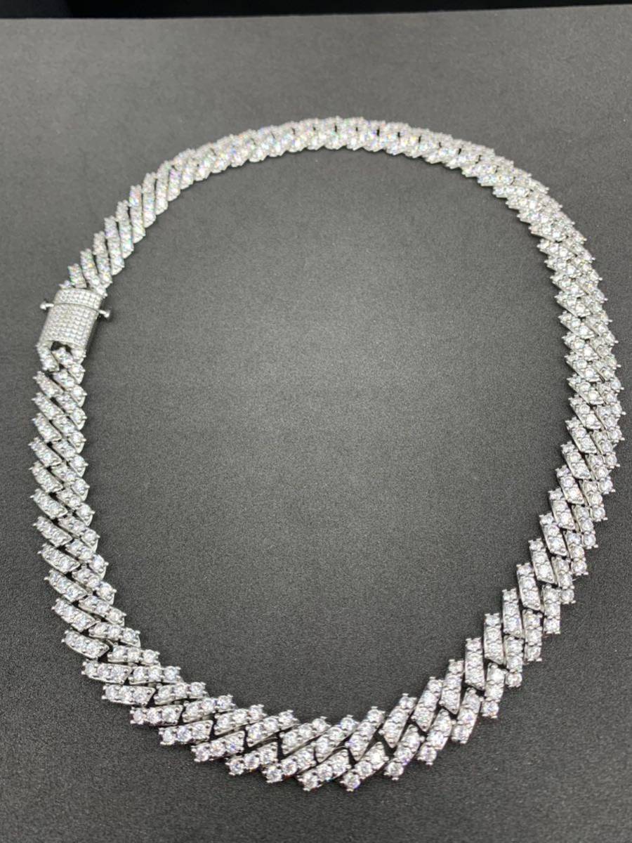 キラキラ! 高品質 プロングチェーン シルバー ブリンブリン ネックレス CZ拍卖