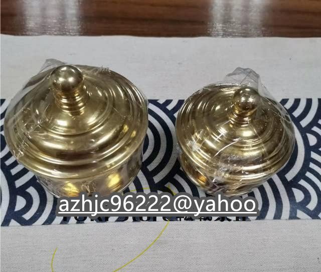 密教法具 寺院用仏具」洒水器、塗香器二器セット 真鍮製 直径7.8cmと直径7cmの2種類拍卖