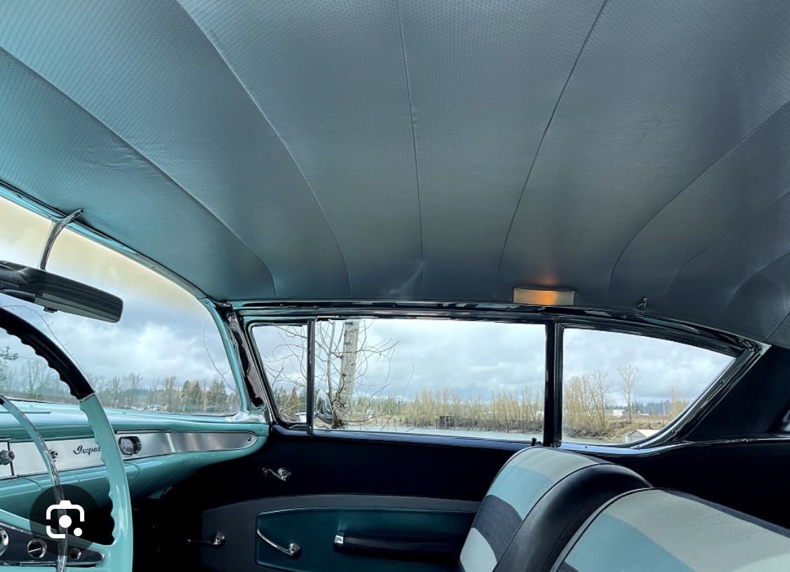 1958インパラドアハードトップヘッドライナーブルー。インパラ2ドアクーペヘッドライナー ローライダー ハイドロ拍卖