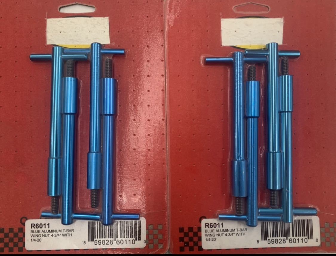 シボレーV8エンジンバルブカバーアルミTバーボルトブルー4本セット新品。インパラ、ベルエア、コルベット、カマロ、C10、シェベル拍卖