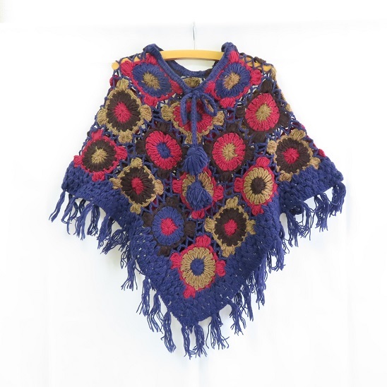 〓 新品 〓 クロシェット ポンチョ 〓 エスニック アジアン アジア ネパール ウール クロシェ おしゃれ 〓G073拍卖