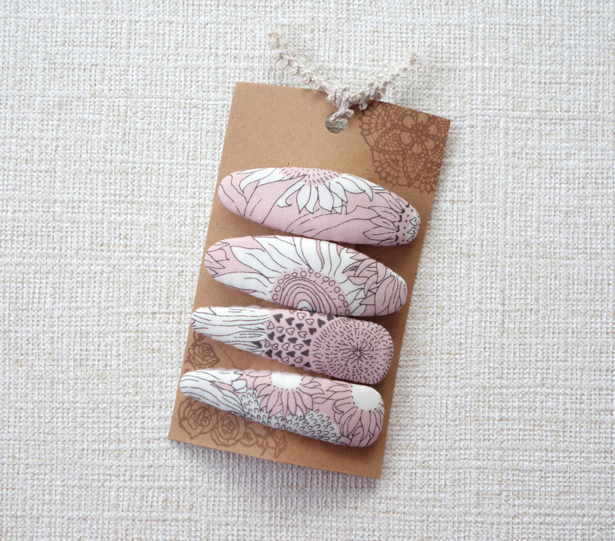 ★ ハンドメイド リバティプリント使用 ひまわり柄5㎝パッチンピン スモールサス ピンク ★拍卖