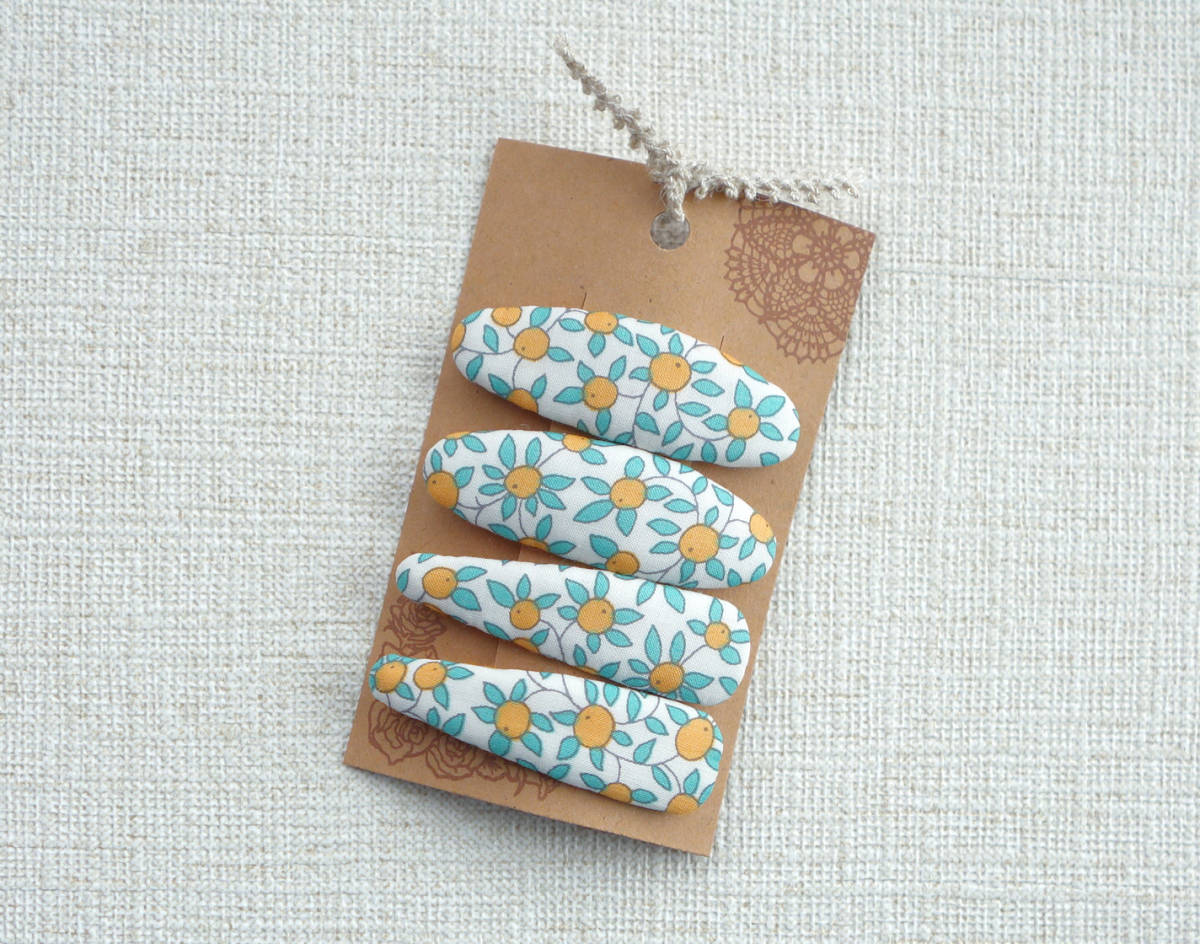 ★ ハンドメイド リバティプリント使用 みかん柄5㎝パッチンピン クレメンタイン オレンジ ★拍卖