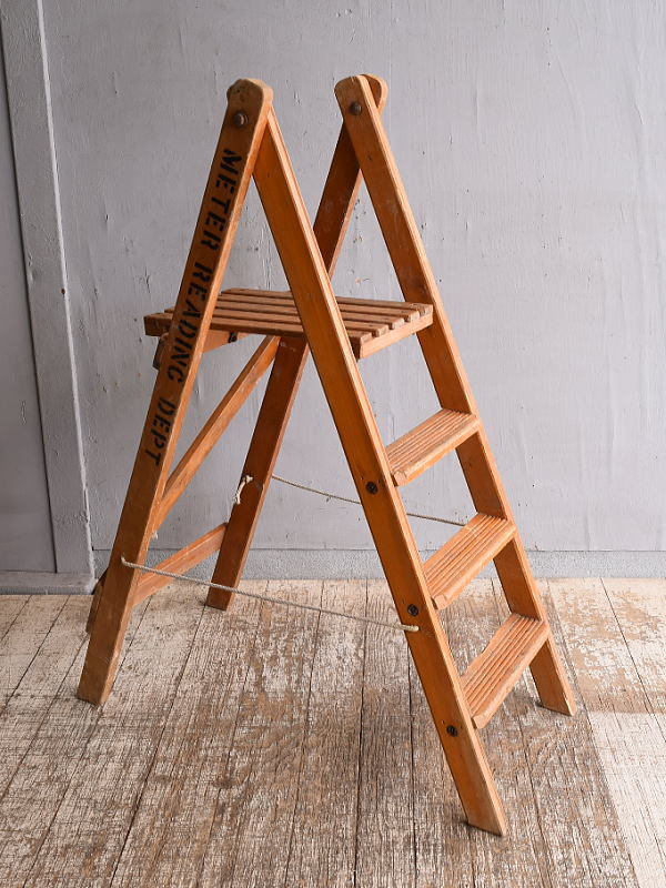 イギリス アンティーク ステップラダー 脚立 ディスプレイ 12047拍卖