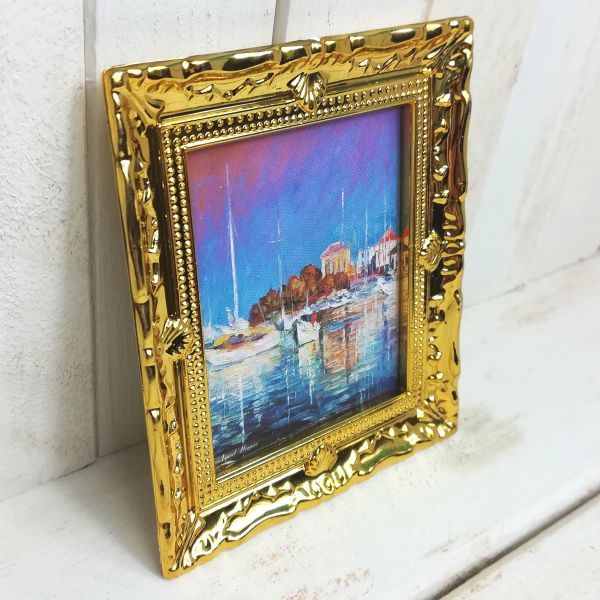 p122◆穏やかな海辺の風景◆ ドールハウス 用 ミニチュア 絵画 ピクチャー 壁画 人物画 美術品 絵 Doll House Blythe ブライス リーメント拍卖