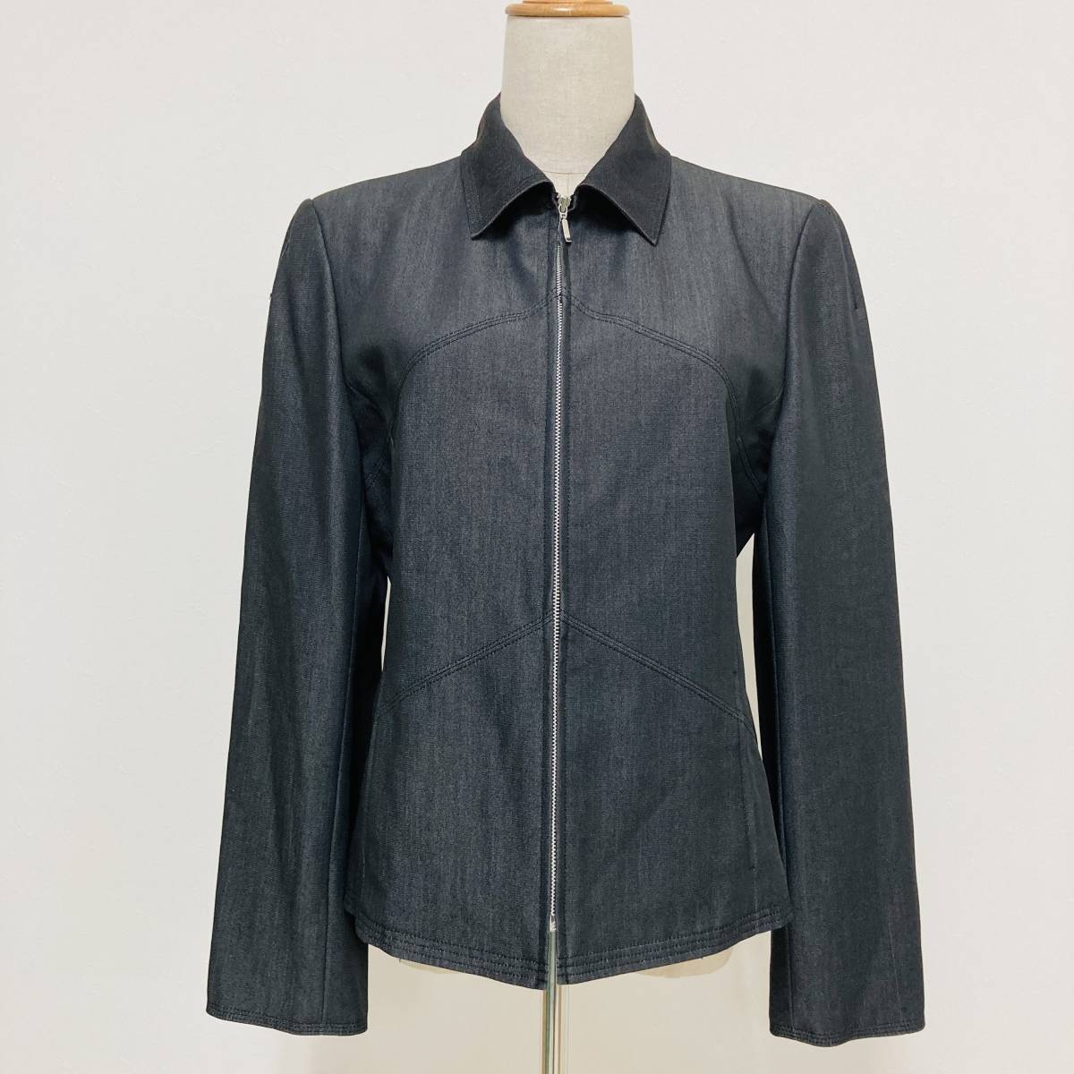 a03350 STAYSAIL レディース ジャケット 薄手 肩パット 裏地 フルジップ ナチュラル 13AR 古着 上品 シンプル 万能 春 秋 モノトーンモード拍卖